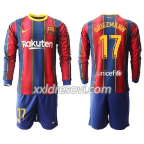 FC Barcelona Antoine Griezmann 17 Domaći Dječji Komplet Dresovi za Nogomet 2020-2021 Dugim Rukavima (+ kratke hlače)